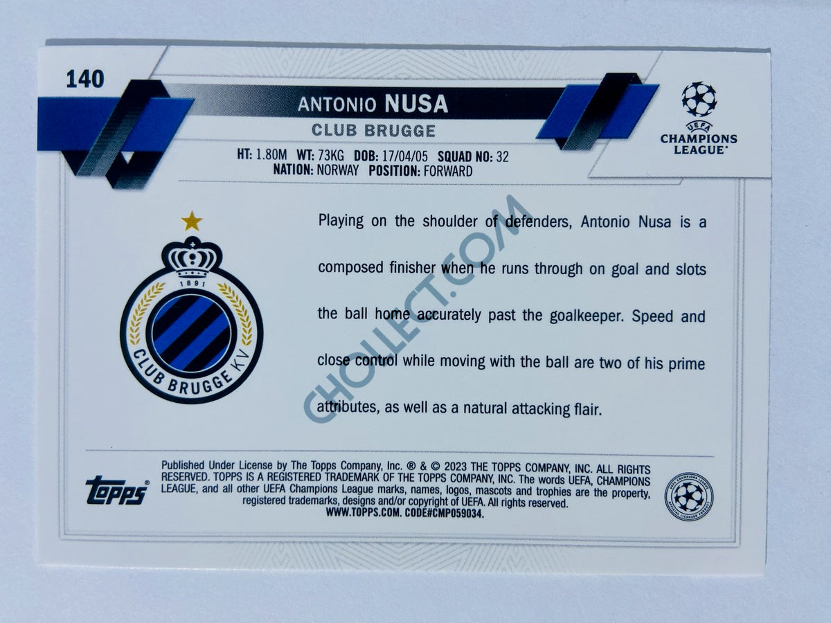 Antonio Nusa - Club Brugge 2022-23 Topps UEFA Club Competitions RC Rookie #140