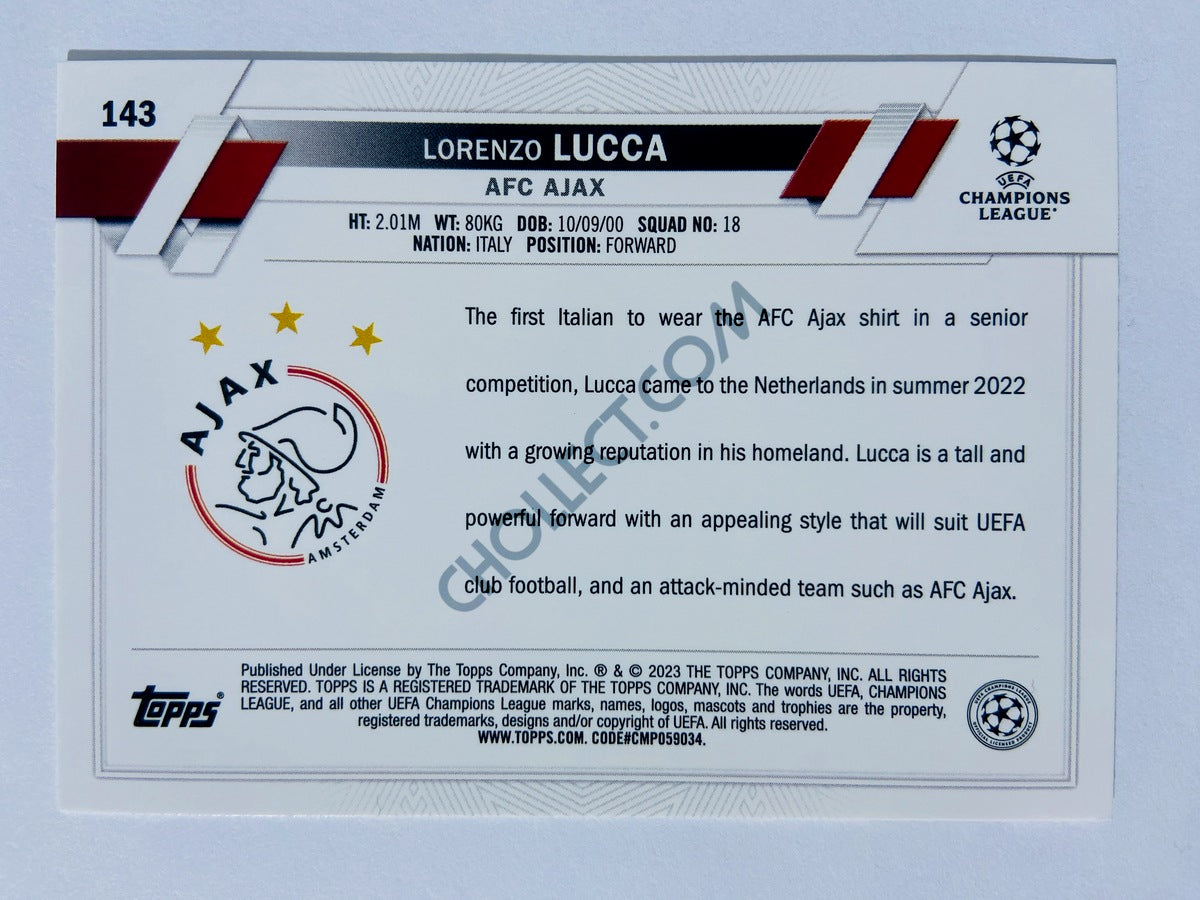 Lorenzo Lucca - AFC Ajax 2022-23 Topps UEFA Club Competitions RC Rookie #143