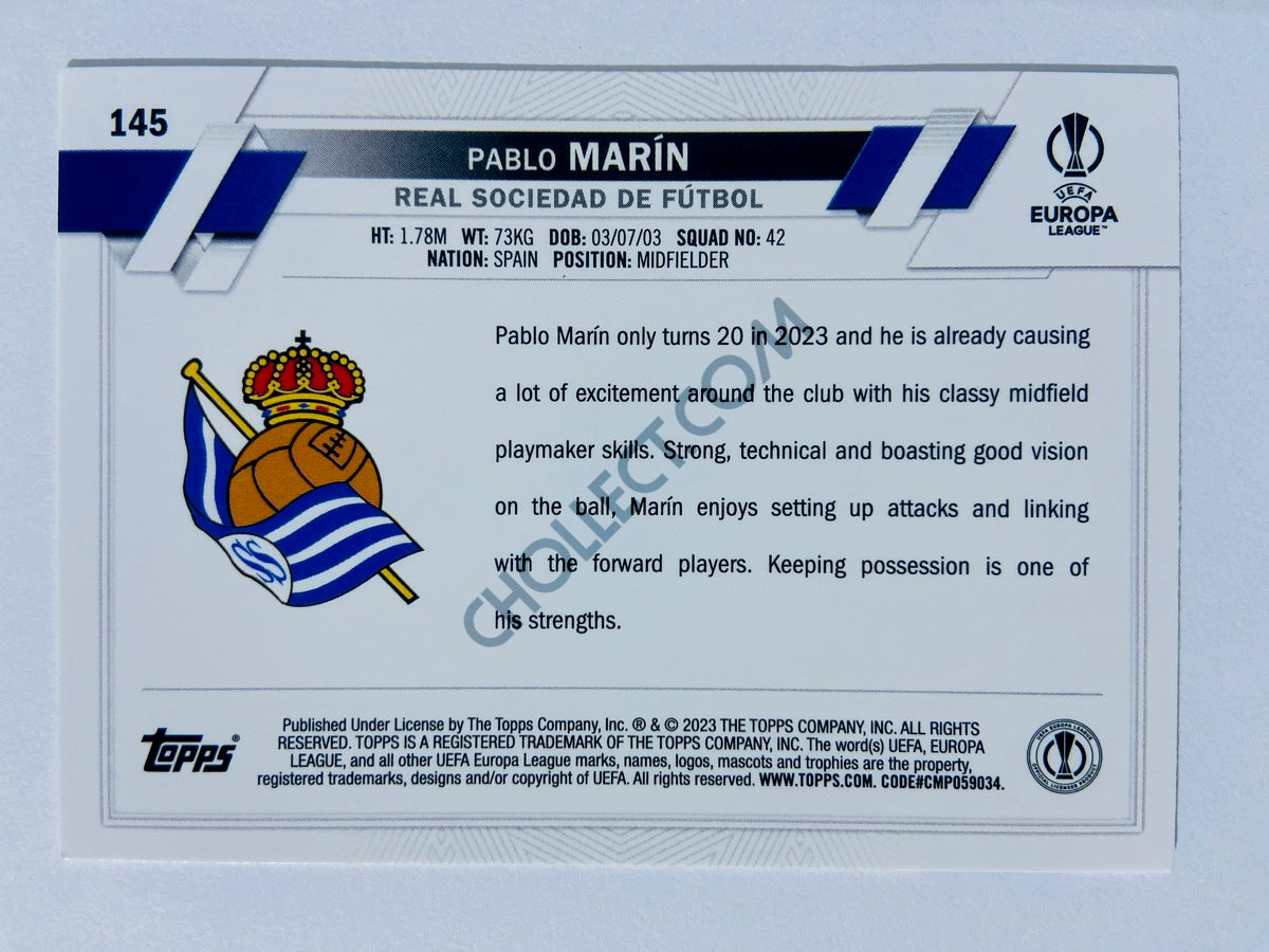 Pablo Marin - Real Sociedad de Fútbol 2022-23 Topps UEFA Club Competitions RC Rookie #145