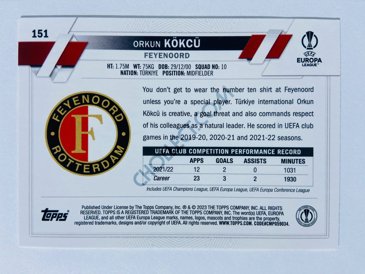 Orkun Kökcü - Feyenoord 2022-23 Topps UEFA Club Competitions RC Rookie #151