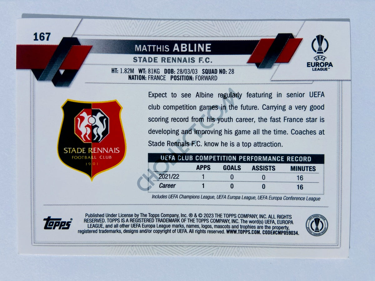 Matthis Abline - Stade Rennais F.C. 2022-23 Topps UEFA Club Competitions RC Rookie #167