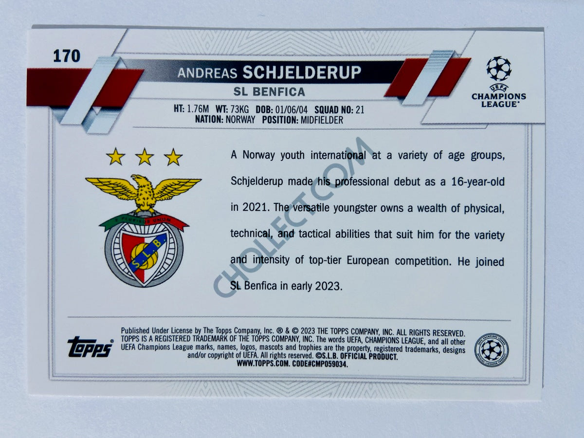 Andreas Schjelderup - SL Benfica 2022-23 Topps UEFA Club Competitions RC Rookie #170