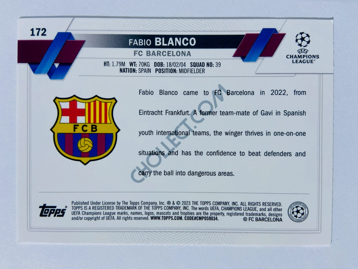 Fabio Blanco - FC Barcelona 2022-23 Topps UEFA Club Competitions RC Rookie #172