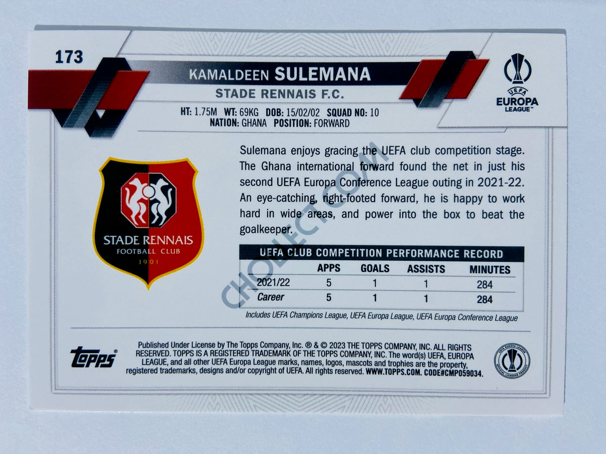 Kamaldeen Sulemana - Stade Rennais F.C. 2022-23 Topps UEFA Club Competitions Future Stars #173