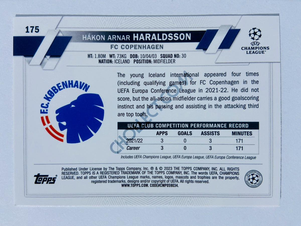 Hakon Arnar Haraldsson - FC Copenhagen 2022-23 Topps UEFA Club Competitions RC Rookie #175