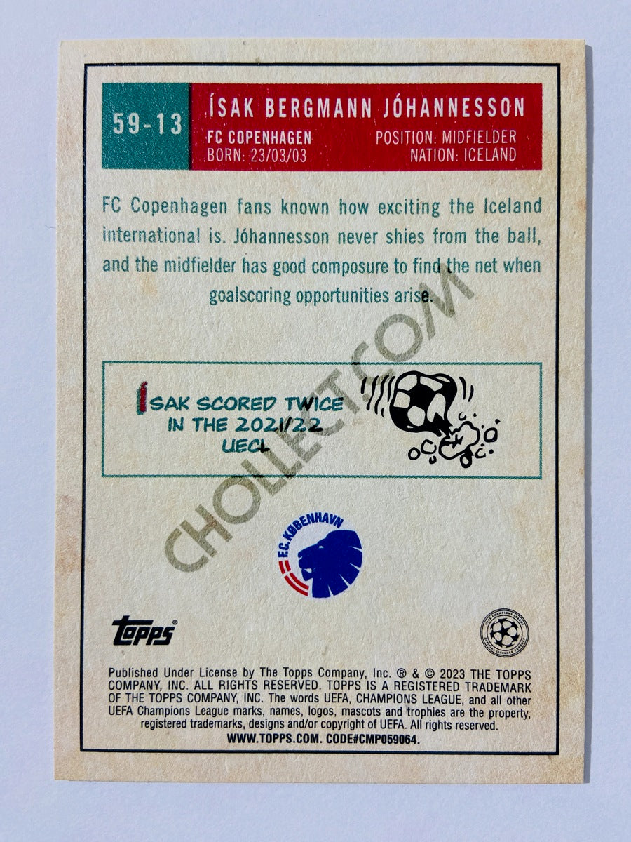 Isak Bergmann Johannesson - FC Copenhagen 2022-23 Topps UEFA Club Competitions 1959 Topps RC Rookie #59-13