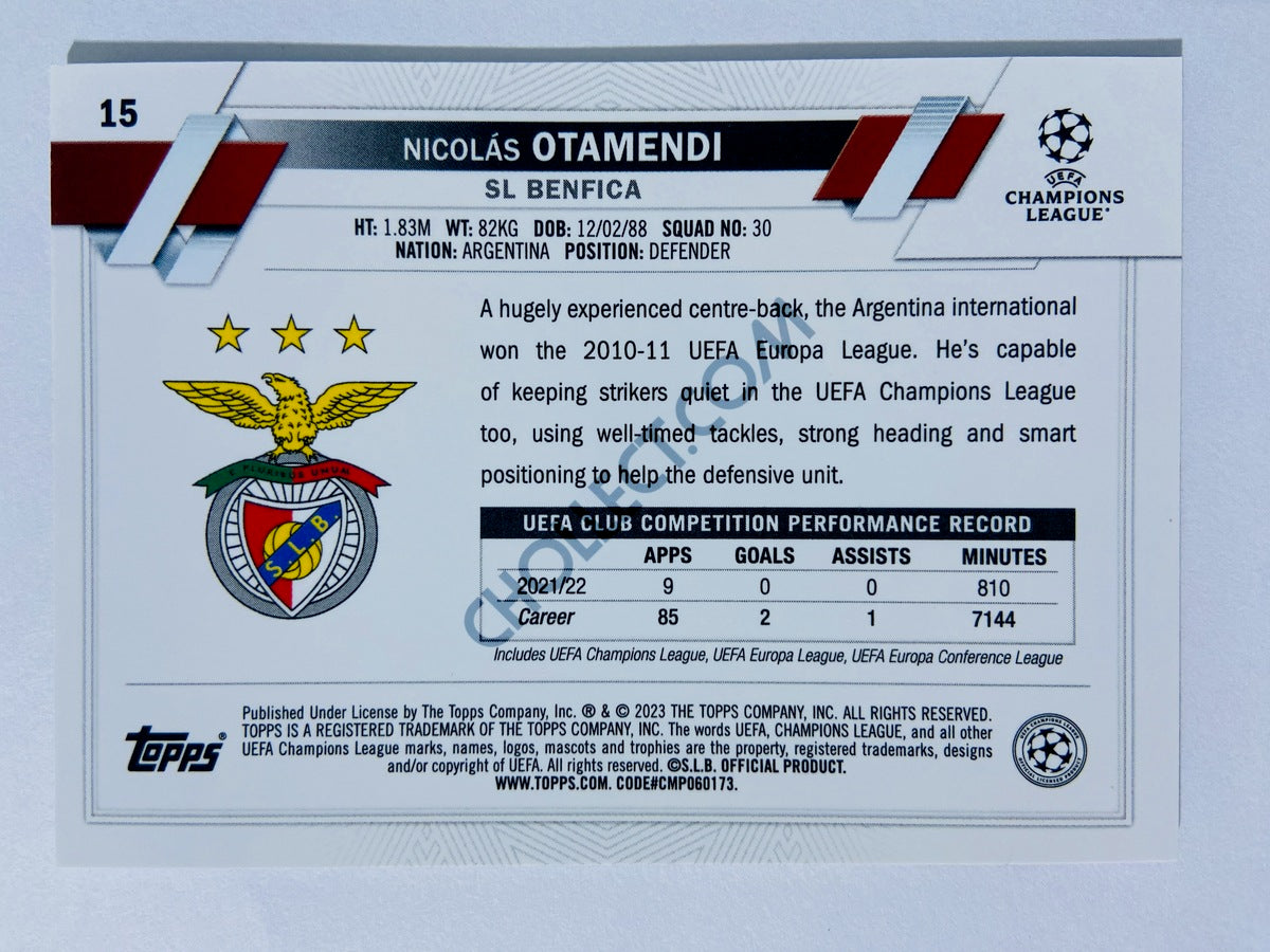 Nicolás Otamendi - SL Benfica 2022-23 Topps Chrome UEFA Club Competitions #15