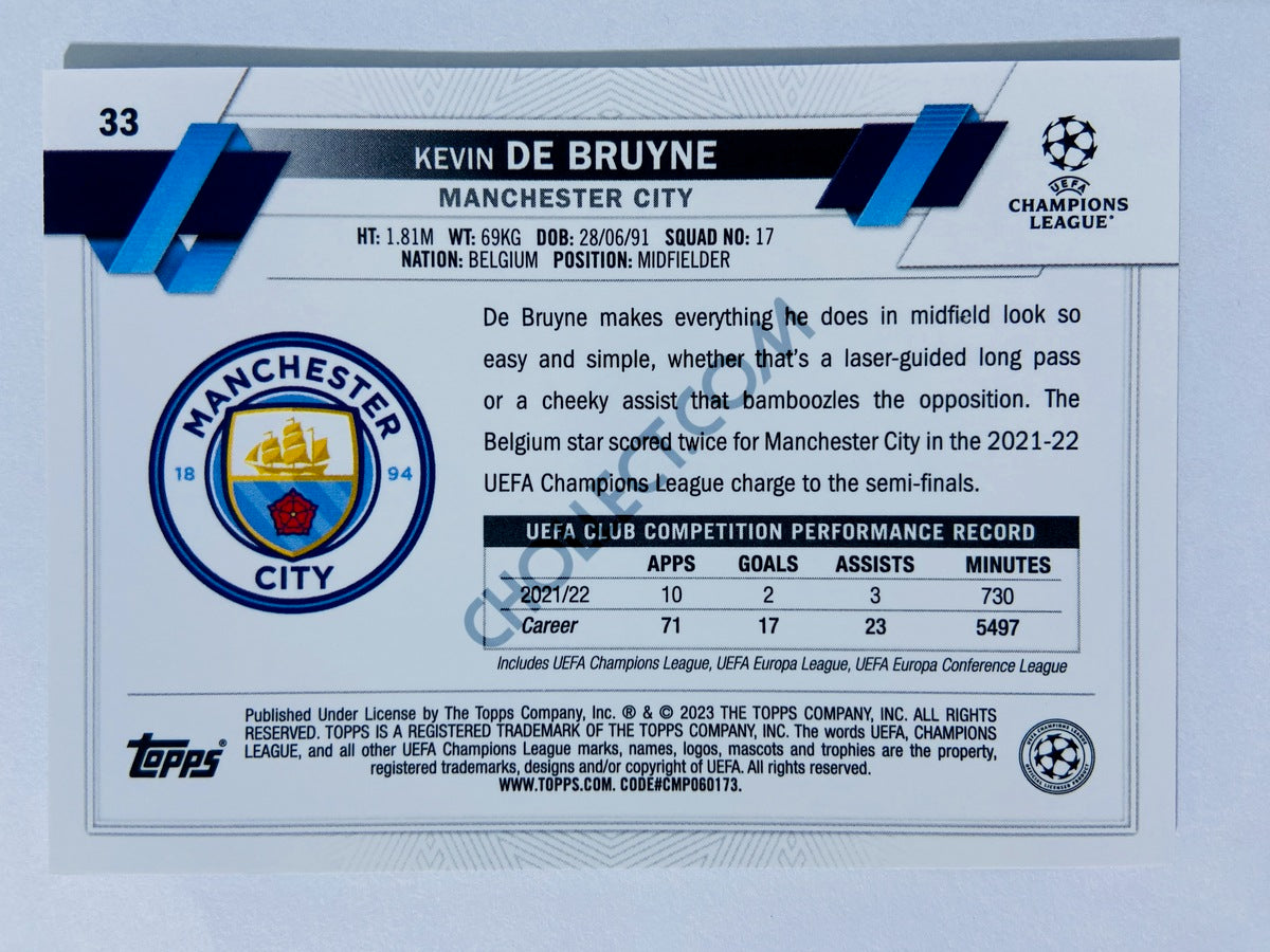 Kevin De Bruyne - Manchester City 2022-23 Topps Chrome UEFA Club Competitions #33