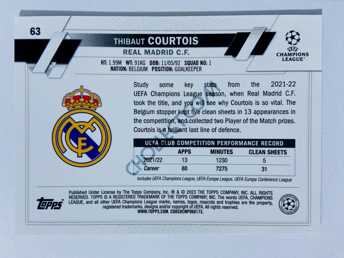 Thibaut Courtois - Real Madrid C.F. 2022-23 Topps Chrome UEFA Club Competitions #63