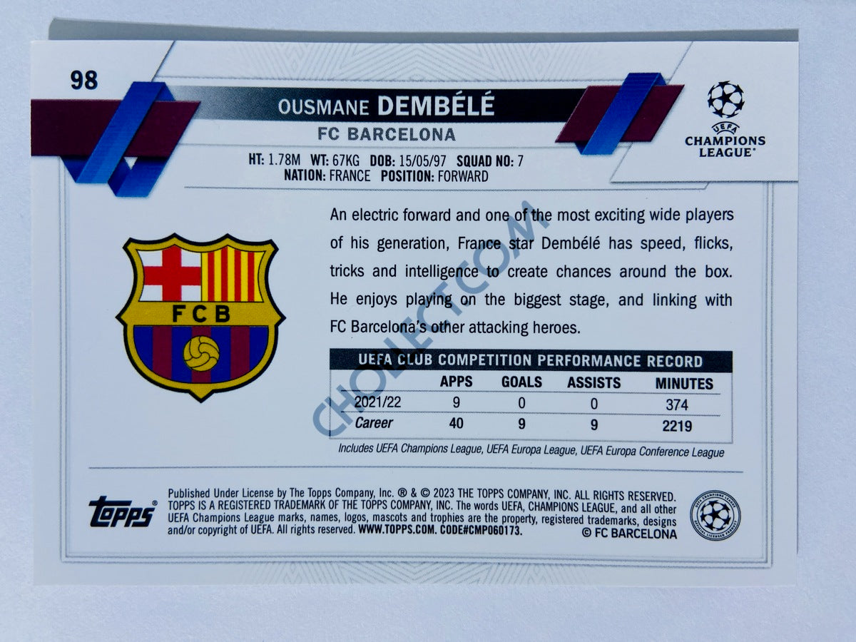 Ousmane Dembélé - FC Barcelona 2022-23 Topps Chrome UEFA Club Competitions #98