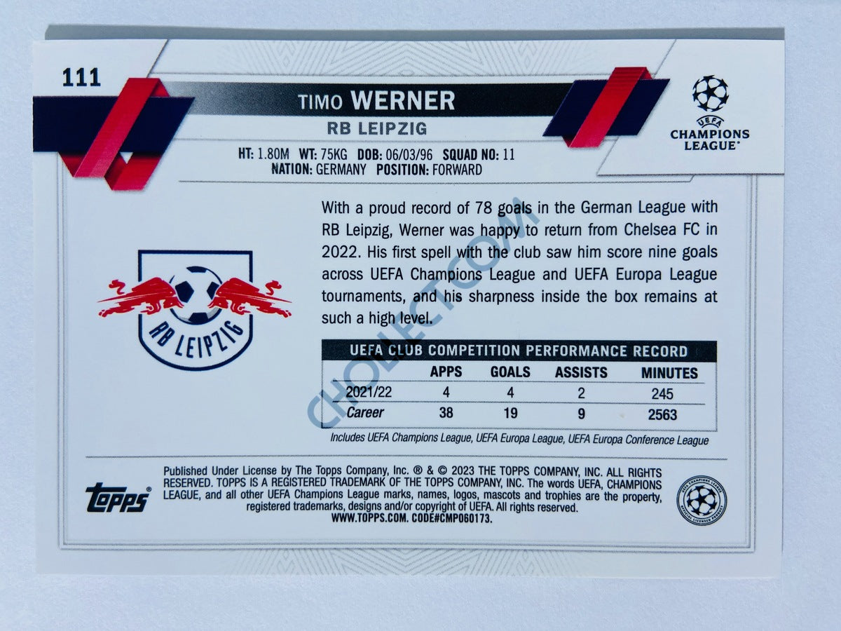 Timo Werner - RB Leipzig 2022-23 Topps Chrome UEFA Club Competitions #111