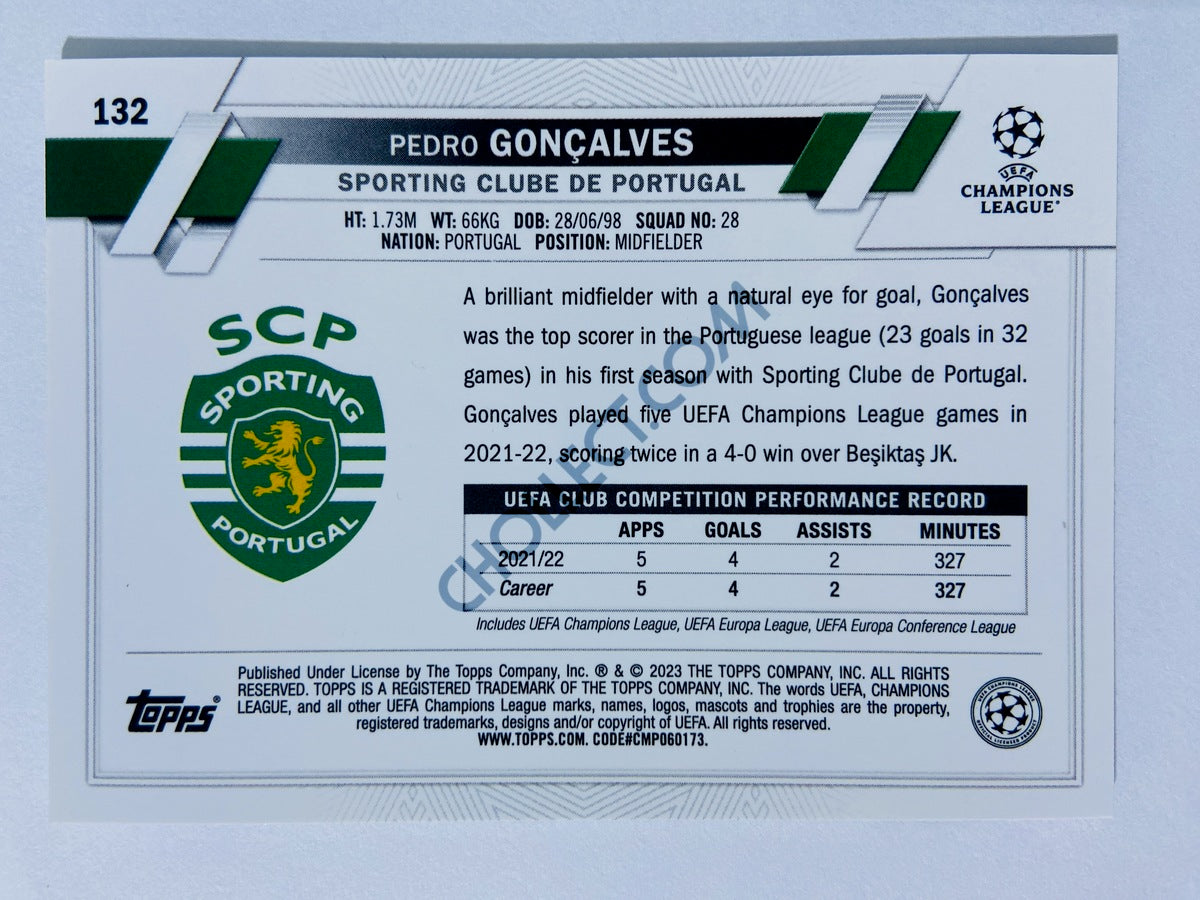 Pedro Gonçalves - Sporting Clube de Portugal 2022-23 Topps Chrome UEFA Club Competitions #132