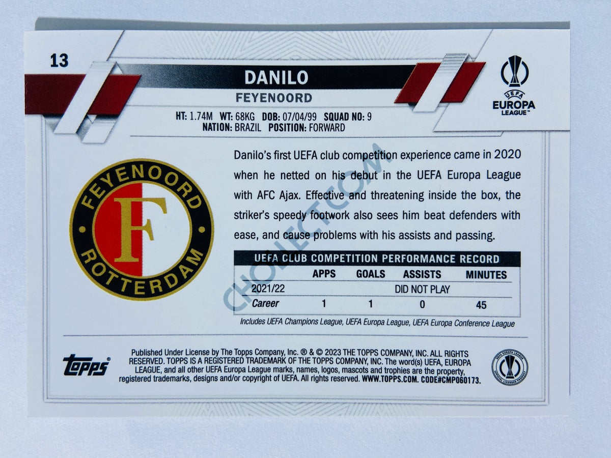 Danilo - Feyenoord 2022-23 Topps Chrome UEFA Club Competitions RC Rookie #13