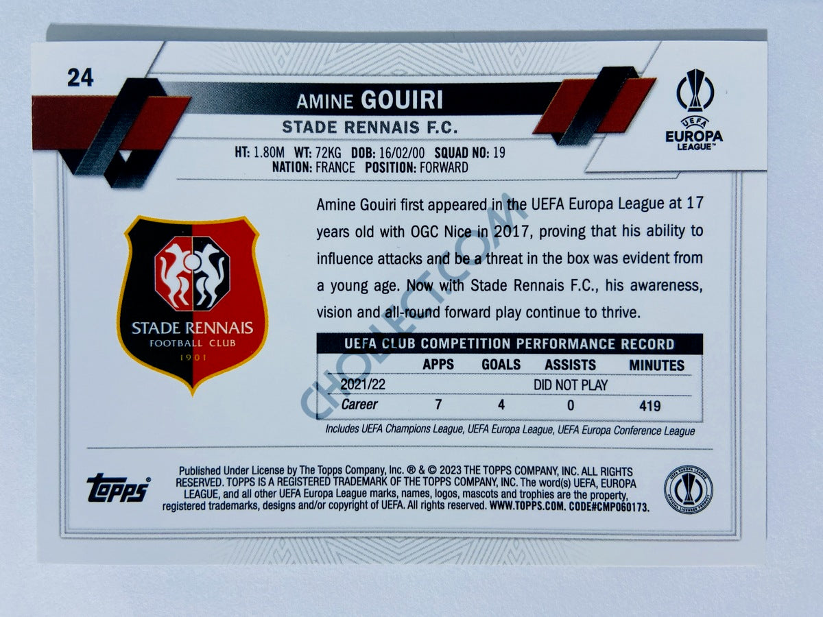 Amine Gouiri - Stade Rennais F.C. 2022-23 Topps Chrome UEFA Club Competitions RC Rookie #24