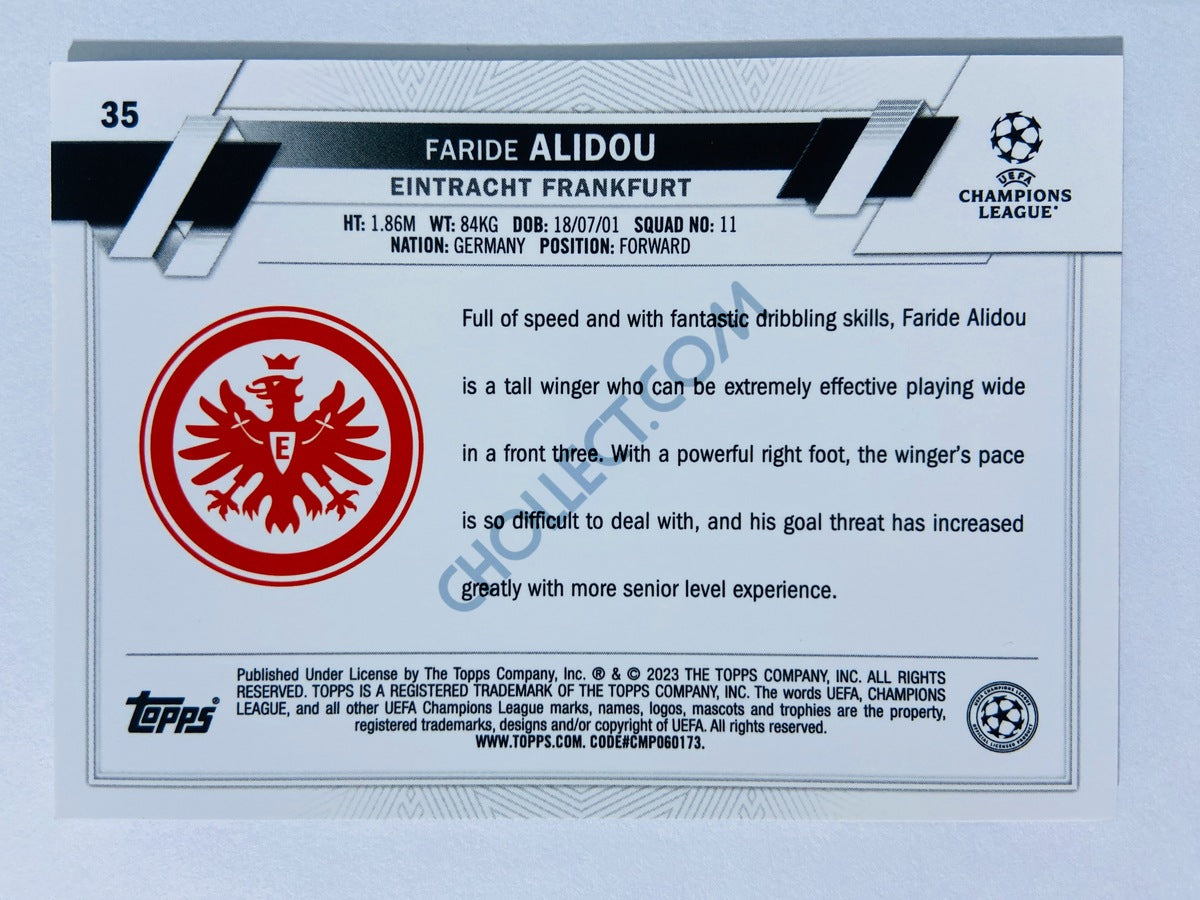 Faride Alidou - Eintracht Frankfurt 2022-23 Topps Chrome UEFA Club Competitions RC Rookie #35