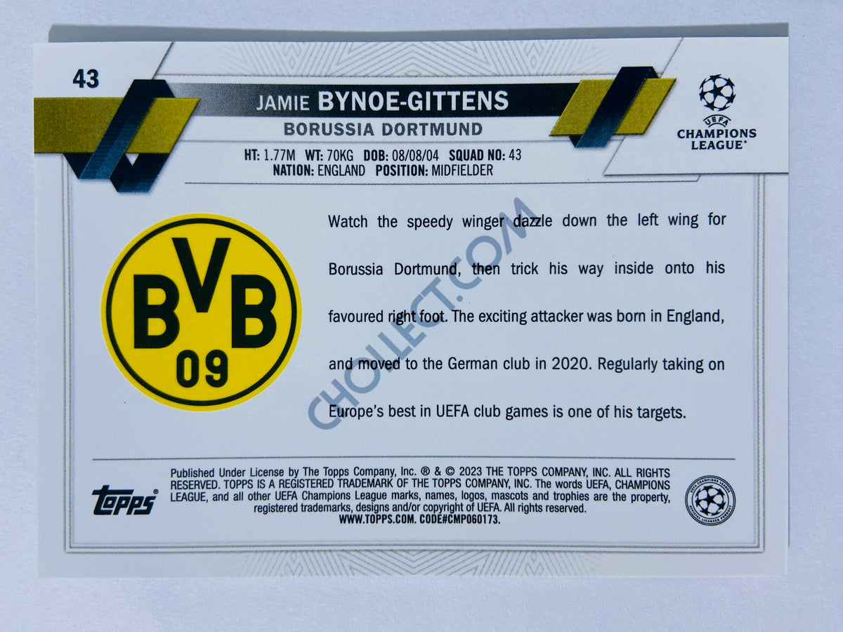 Jamie Bynoe-Gittens - Borussia Dortmund 2022-23 Topps Chrome UEFA Club Competitions RC Rookie #43