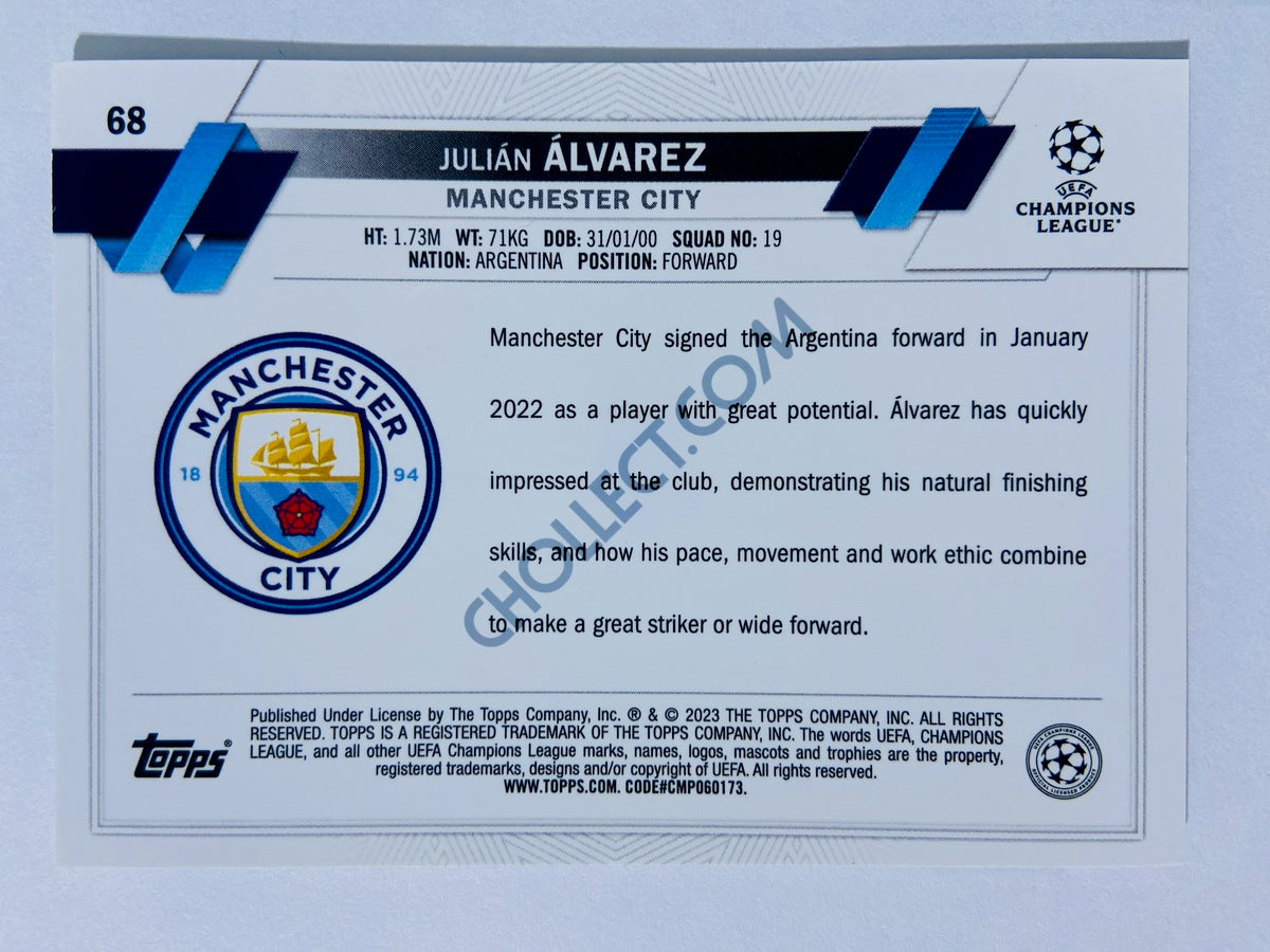 Julián Álvarez - Manchester City 2022-23 Topps Chrome UEFA Club Competitions RC Rookie #68