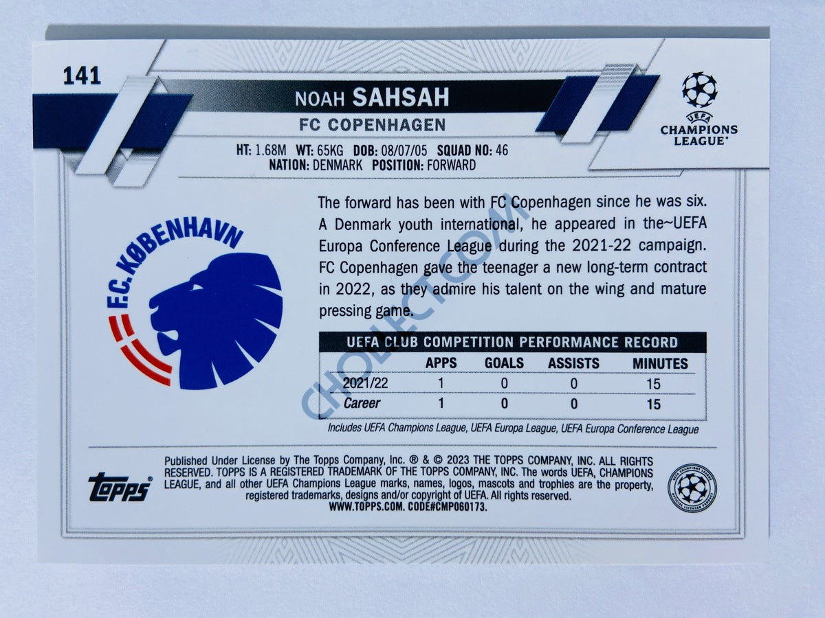 Noah Sahsah - FC Copenhagen 2022-23 Topps Chrome UEFA Club Competitions RC Rookie #141