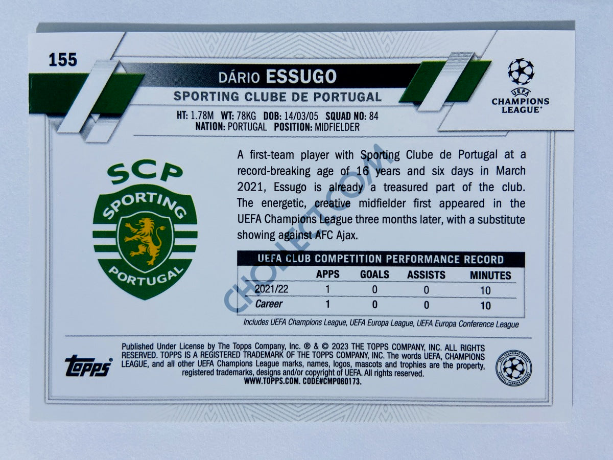 Dário Essugo - Sporting Clube de Portugal 2022-23 Topps Chrome UEFA Club Competitions RC Rookie #155