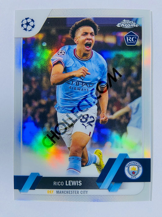 Rico Lewis - Manchester City 2022-23 Topps Chrome UEFA Club Competitions Refractor RC Rookie #163