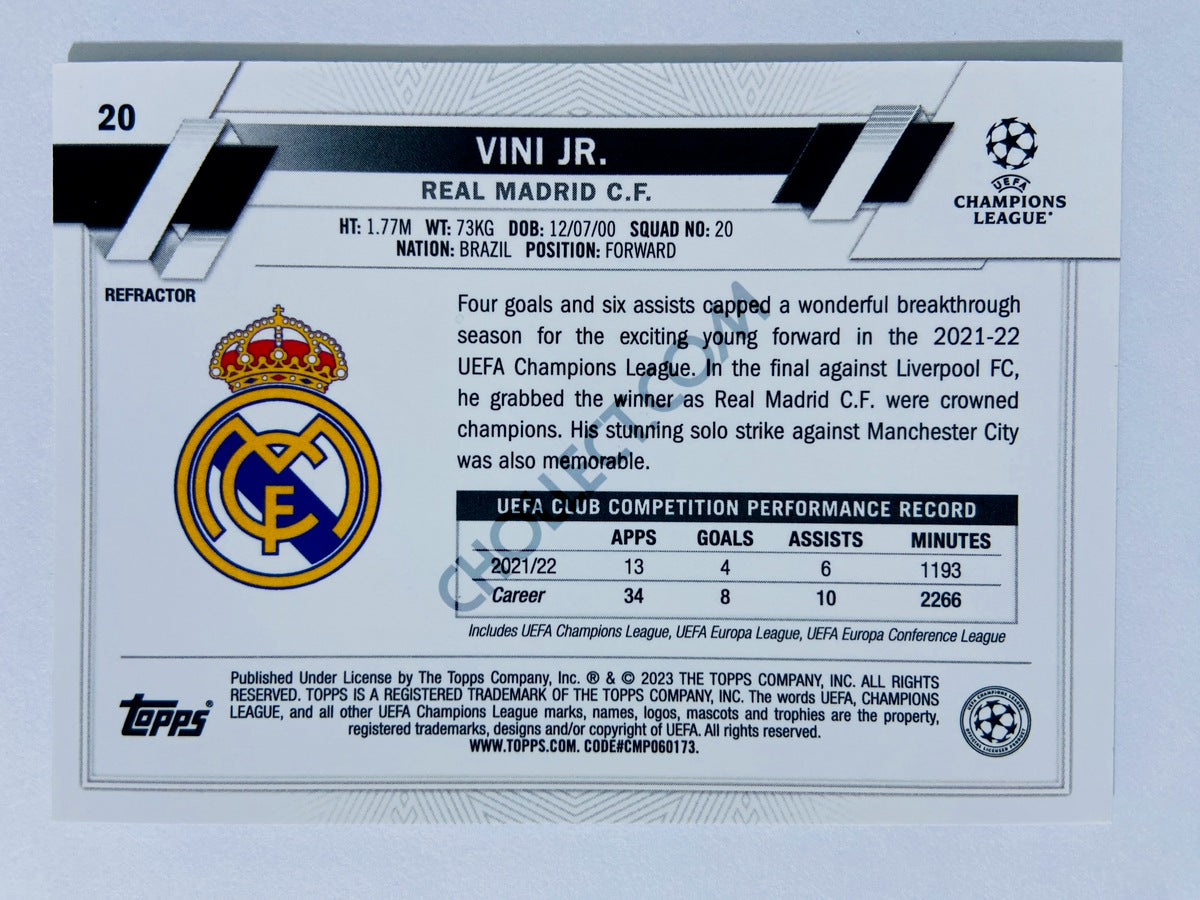 Vini Jr. - Real Madrid C.F. 2022-23 Topps Chrome UEFA Club Competitions Refractor #20