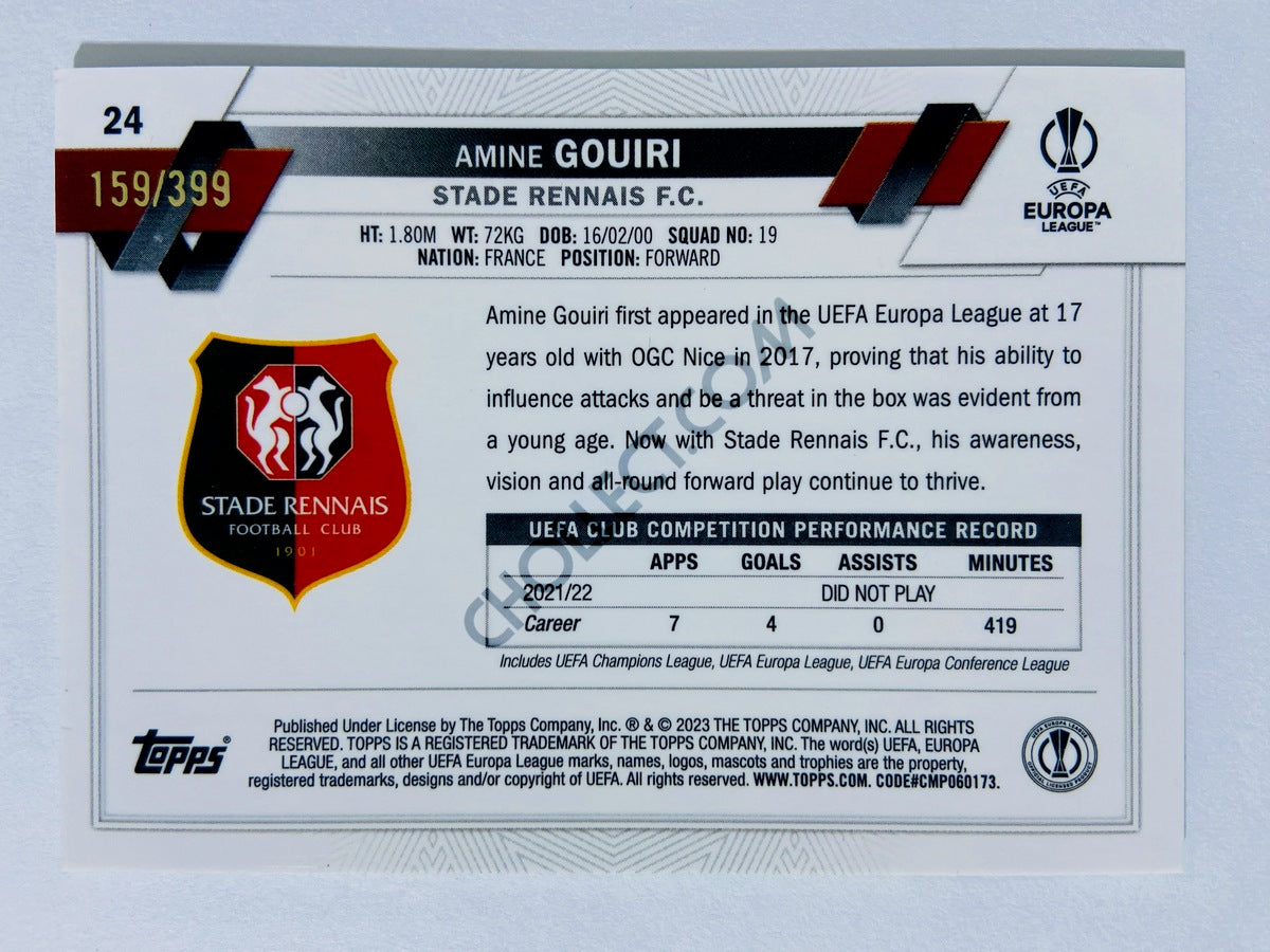 Amine Gouiri - Stade Rennais F.C. 2022-23 Topps Chrome UEFA Club Competitions RC Rookie #24 Neon Green X-Fractor /399