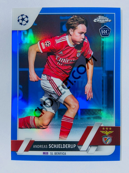 Andreas Schjelderup - SL Benfica 2022-23 Topps Chrome UEFA Club Competitions RC Rookie #170 Blue Parallel /150
