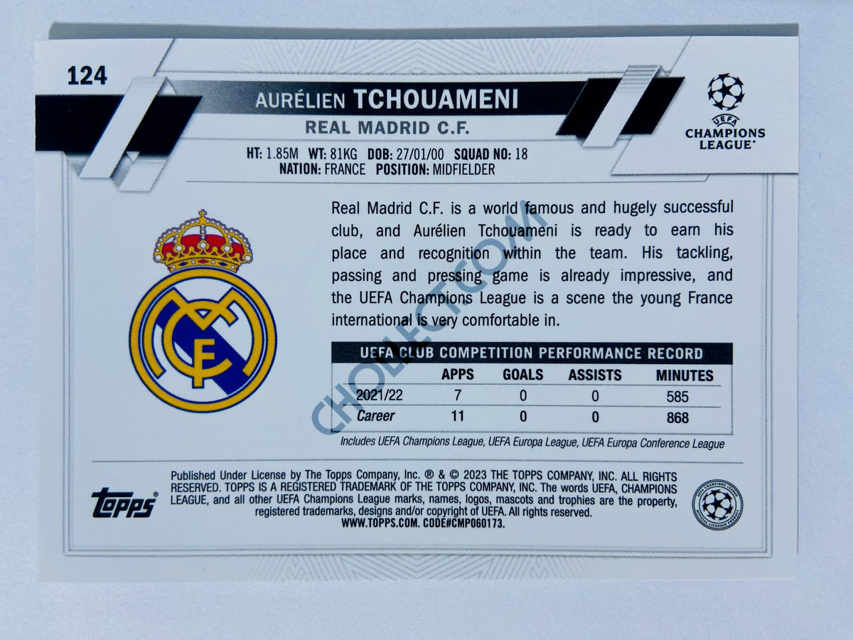 Aurelien Tchouameni - Real Madrid C.F. 2022-23 Topps Chrome UEFA Club Competitions Future Stars #124