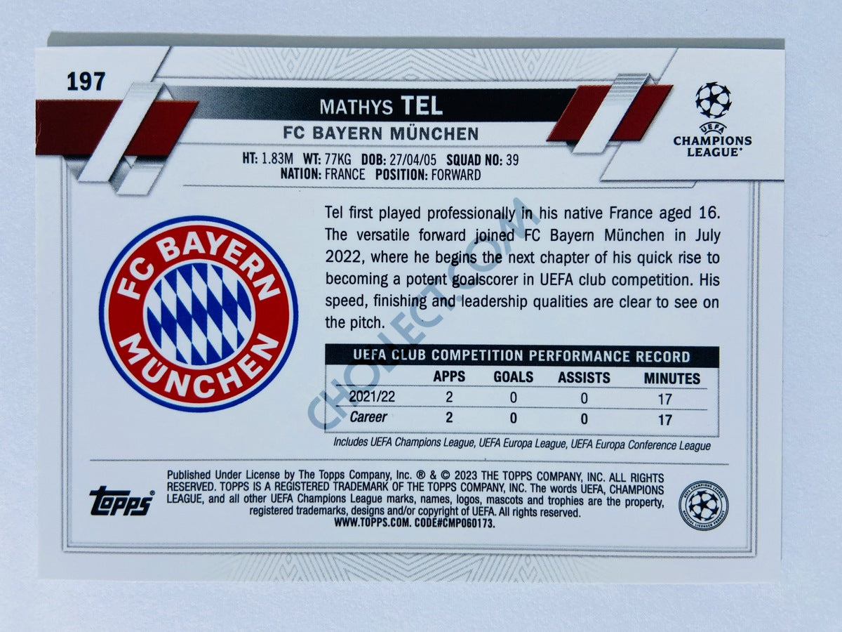 Mathys Tel - FC Bayern München 2022-23 Topps Chrome UEFA Club Competitions Future Stars #197