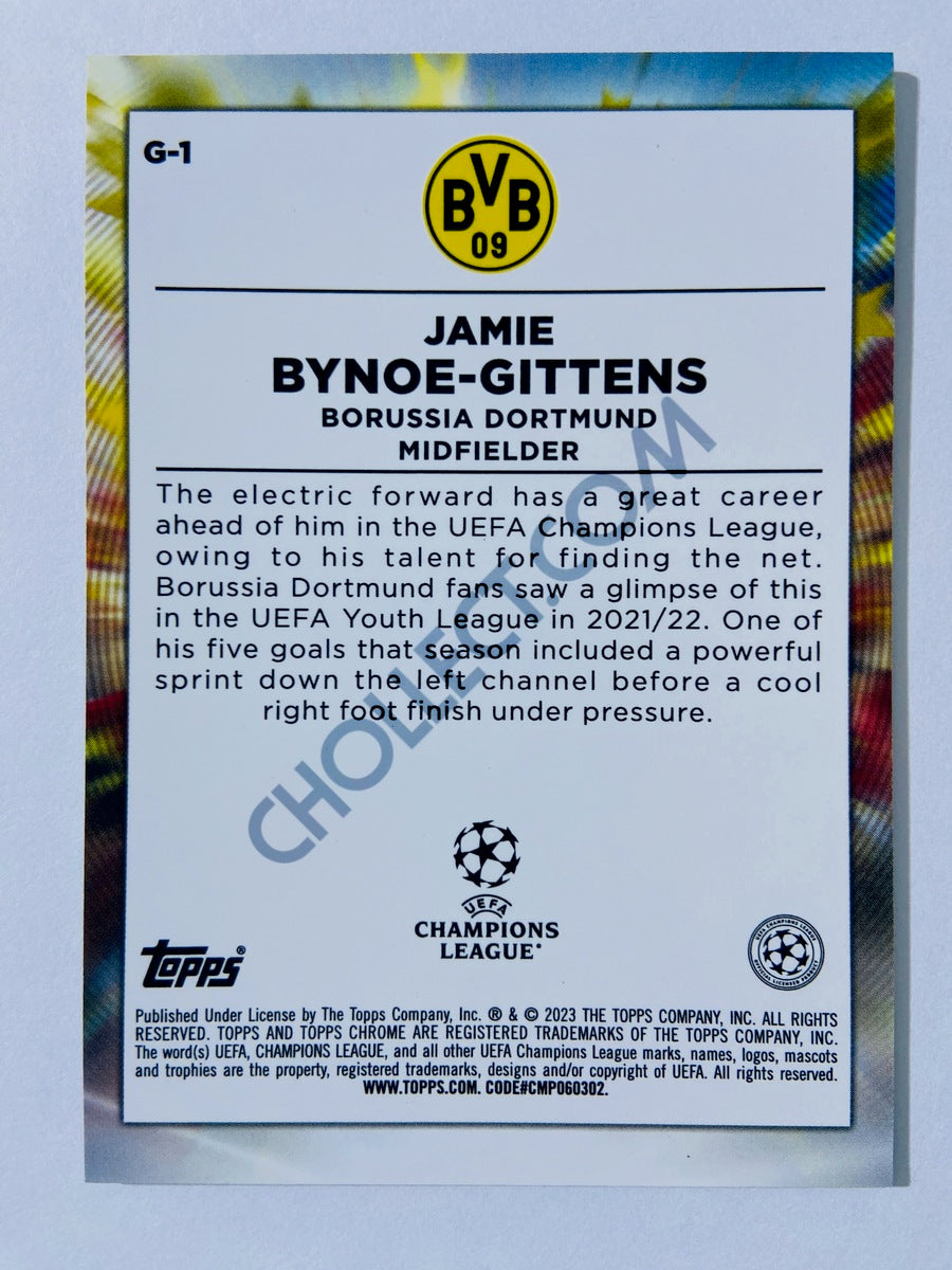 Jamie Bynoe-Gittens - Borussia Dortmund 2022-23 Topps Chrome UEFA Club Competitions Golazo RC Rookie #G-1