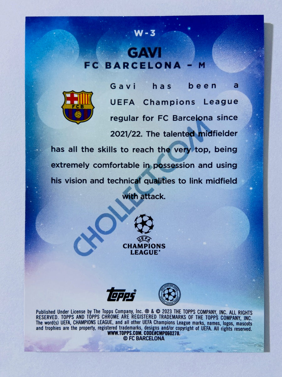 Gavi - FC Barcelona 2022-23 Topps Chrome UEFA Club Competitions Wonderkids Insert #W-3