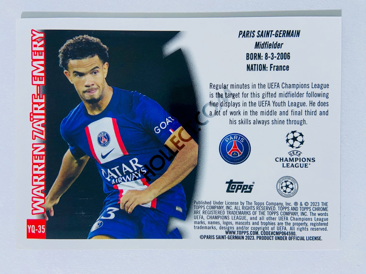 Warren Zaïre-Emery - Paris Saint-Germain 2022-23 Topps Chrome UEFA Club Competitions Youthquake RC Rookie #YQ-35