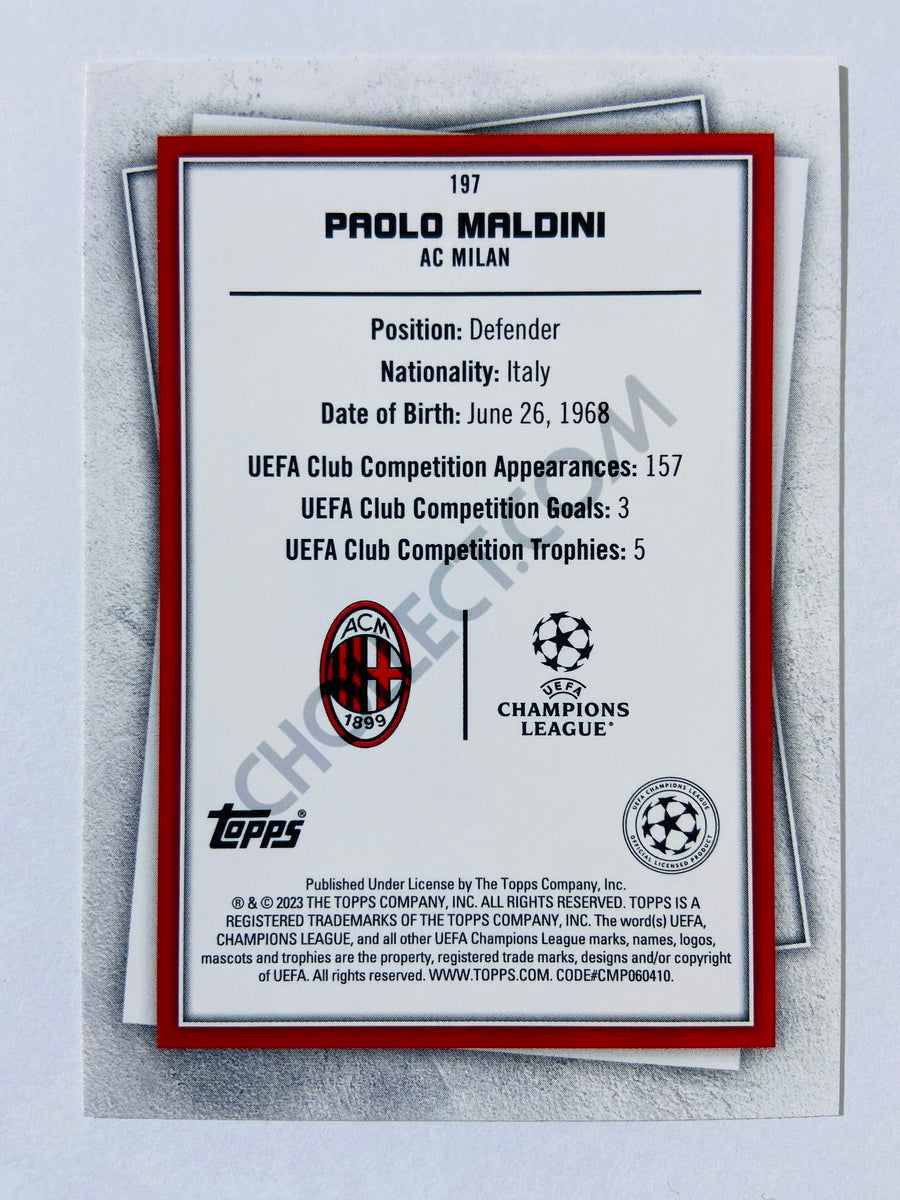 Paolo Maldini - AC Milan 2022-23 Topps UEFA Superstars Legends Common Yellow Parallel #197