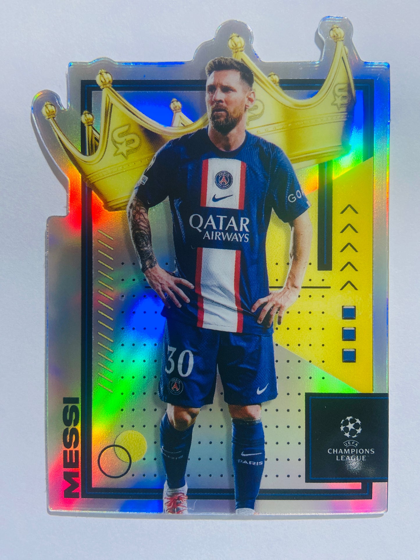 Lionel Messi – Paris Saint-Germain 2022-23 Topps UEFA Superstars Royalty Die Cut Insert #ROY-LM