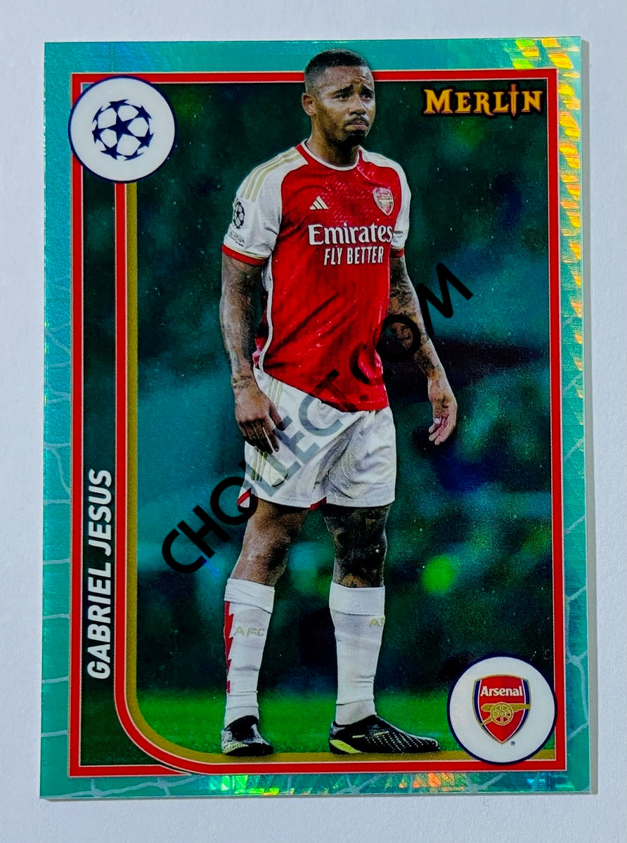 Gabriel Jesus - Arsenal FC 2023-24 Topps Merlin Aqua Prism Parallel #12