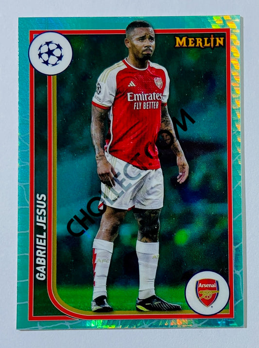 Gabriel Jesus - Arsenal FC 2023-24 Topps Merlin Aqua Prism Parallel #12