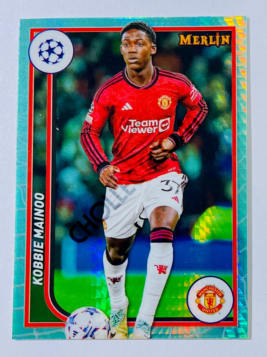 Kobbie Mainoo - Manchester United 2023-24 Topps Merlin Aqua Prism Parallel #78