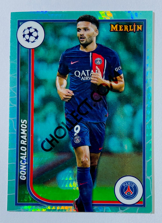 Goncalo Ramos - Paris Saint-Germain 2023-24 Topps Merlin Aqua Prism Parallel #91