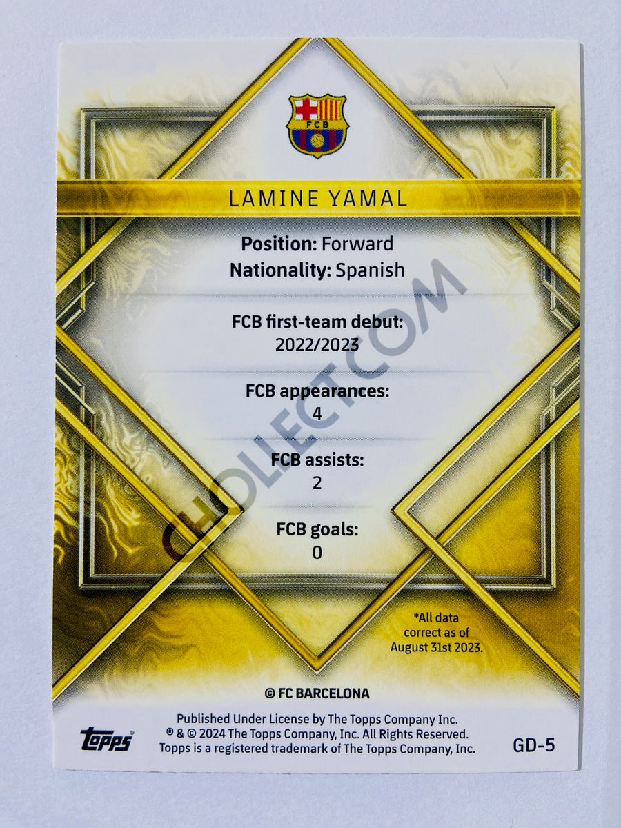 Lamine Yamal – FC Barcelona 2023-24 Topps FC Barcelona Official Team Set Gold Drip RC Rookie #GD-5