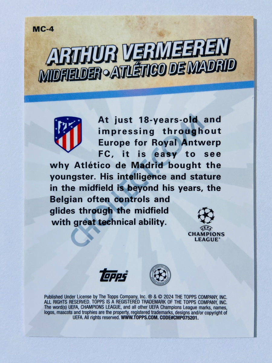 Arthur Vermeeren – Atletico de Madrid 2023-24 Topps Merlin Merlin's Chosen Ones RC Rookie Insert #MC-4