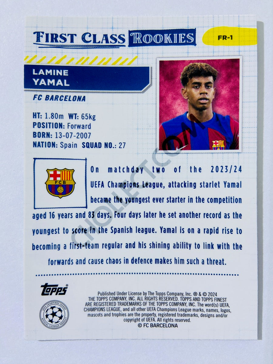 Lamine Yamal – FC Barcelona 2023-24 Topps Finest UEFA Club Competitions First Class Rookies RC Rookie #FR-1