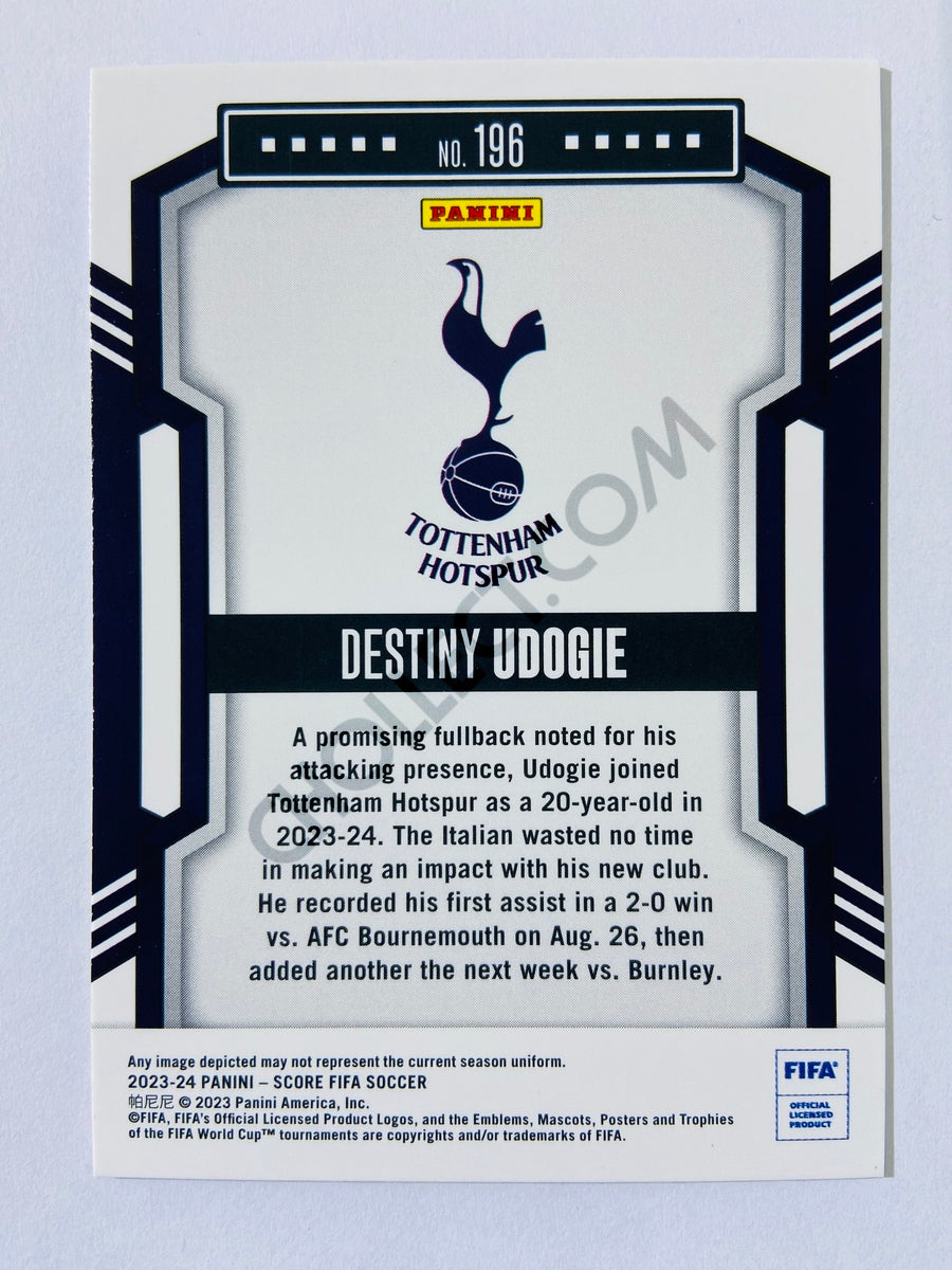 Destiny Udogie – Tottenham Hotspur 2023-24 Panini Score FIFA #196 Pink Swirl Parallel 01/20