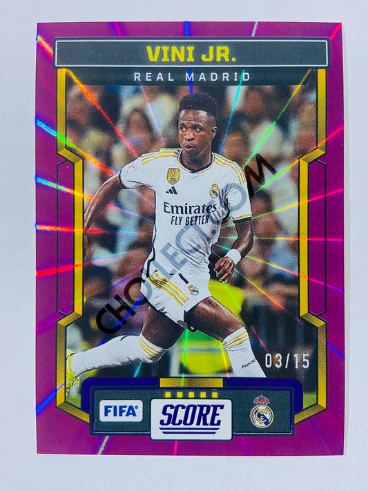 Vini Jr. - Real Madrid 2023-24 Panini Score FIFA #176 Purple Laser Parallel 03/15