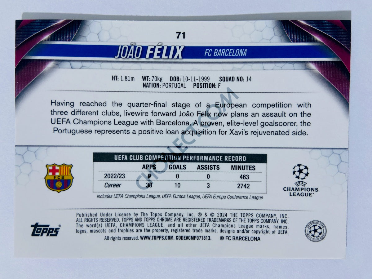 João Felix - FC Barcelona 2023-24 Topps Chrome UEFA Club Competitions #71