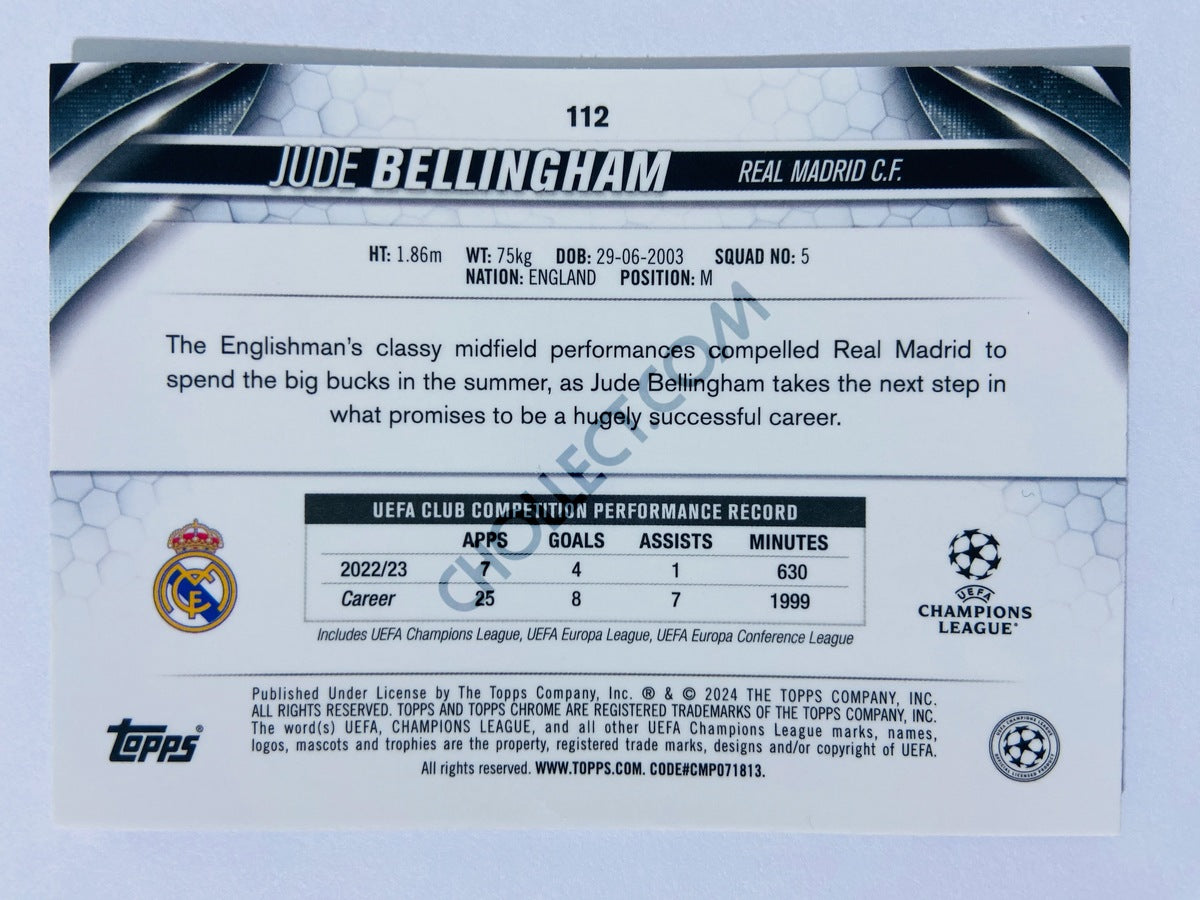 Jude Bellingham - Real Madrid CF 2023-24 Topps Chrome UEFA Club Competitions #112