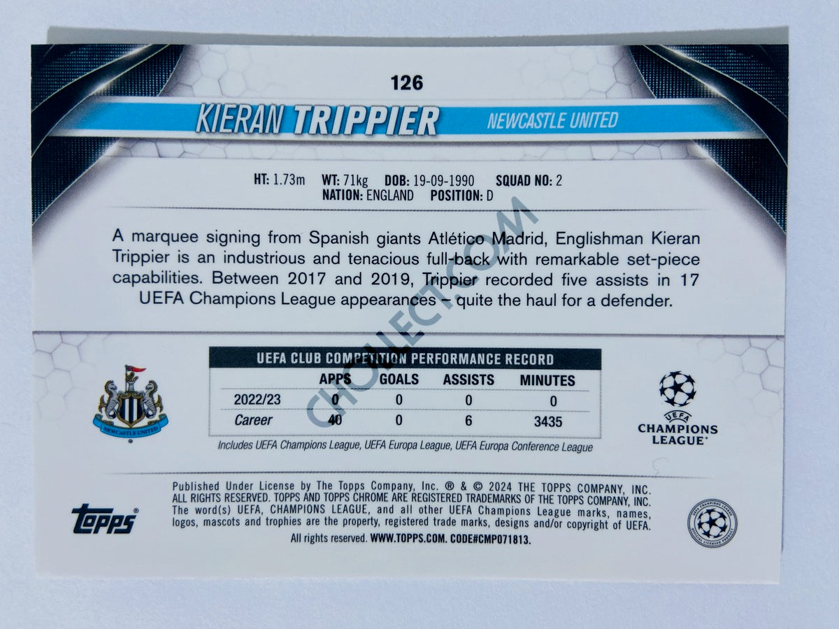 Kieran Trippier - Newcastle United 2023-24 Topps Chrome UEFA Club Competitions #126