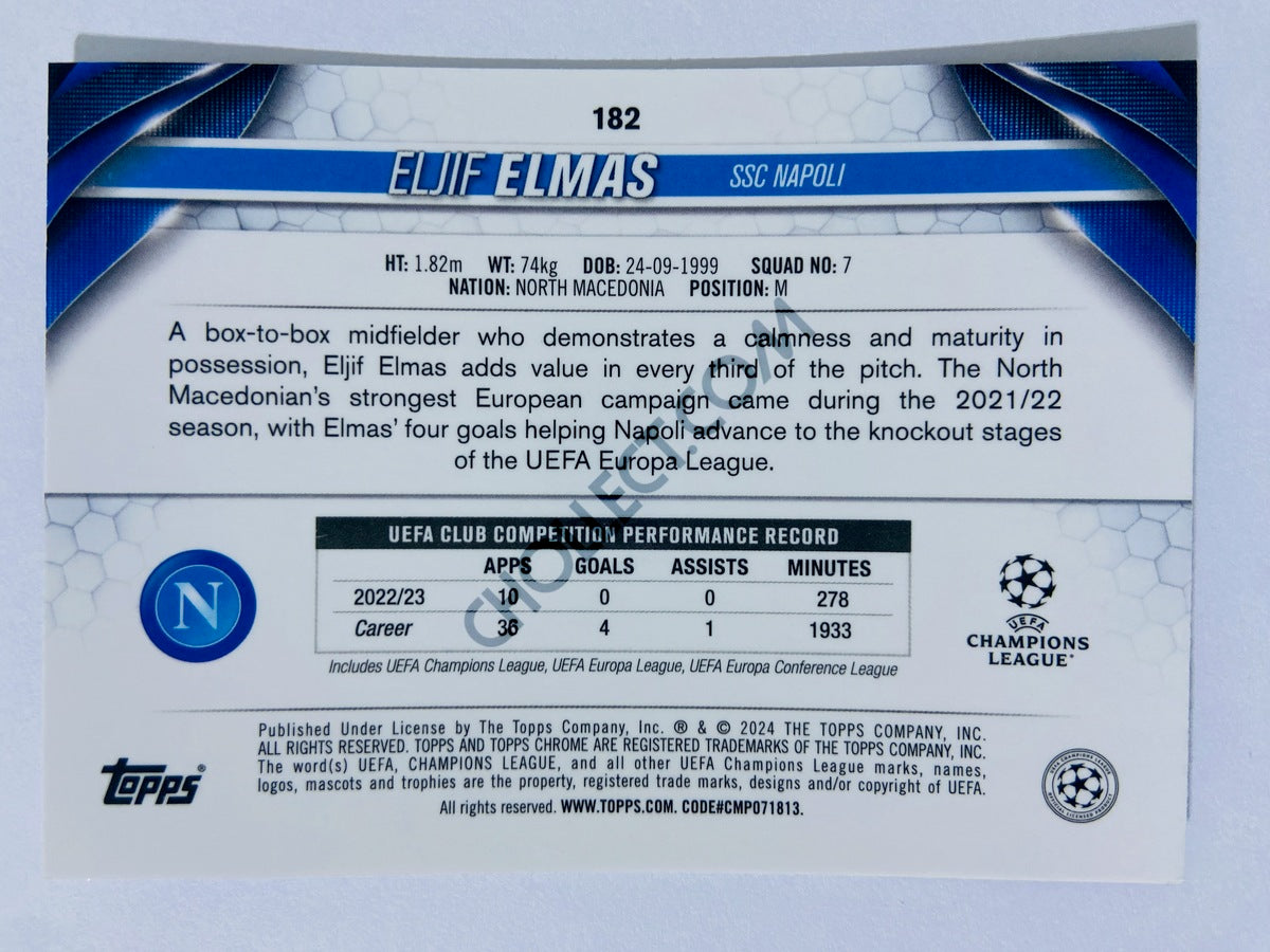 Eljif Elmas - SSC Napoli 2023-24 Topps Chrome UEFA Club Competitions #182