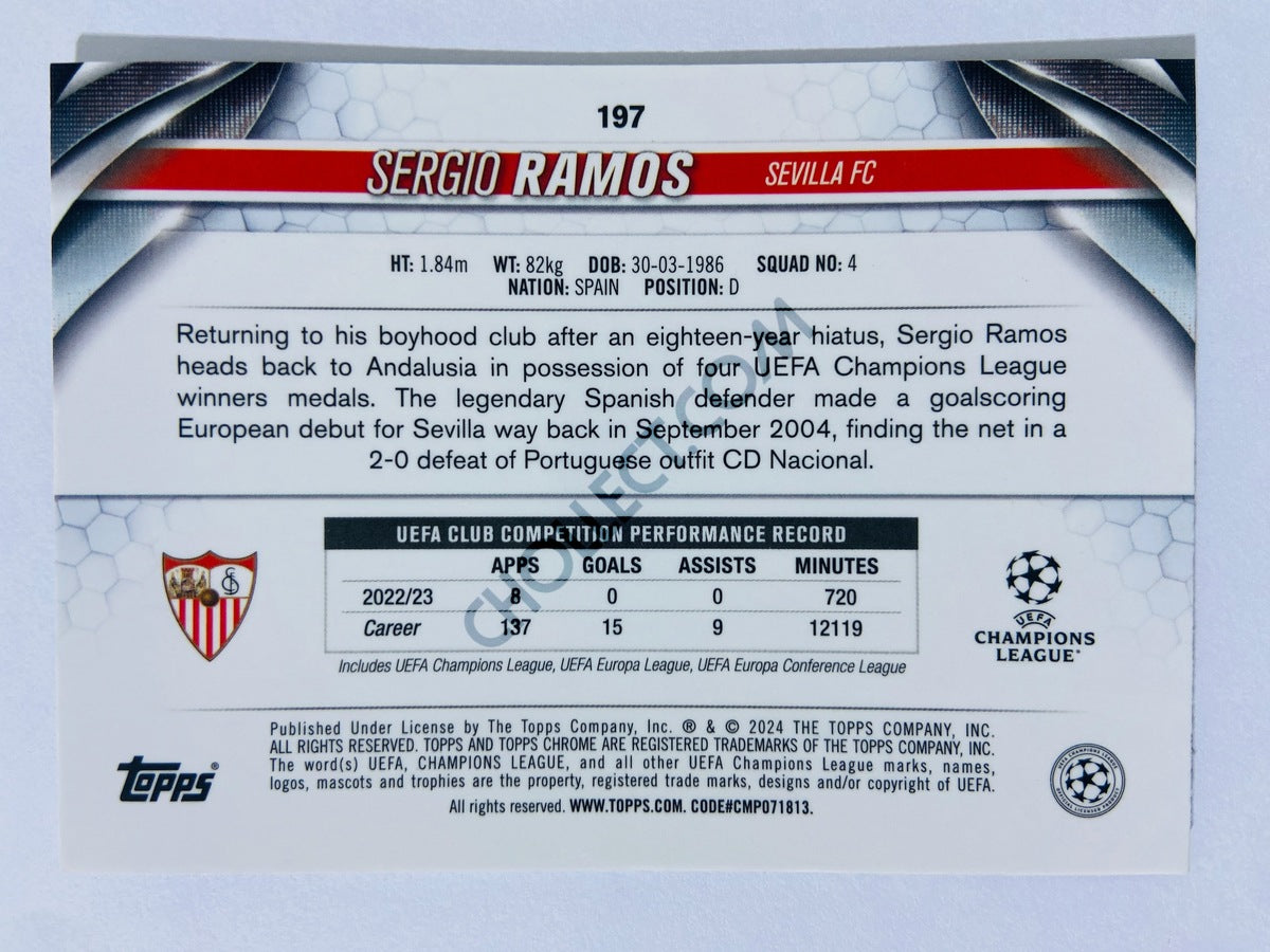 Sergio Ramos - Sevilla FC 2023-24 Topps Chrome UEFA Club Competitions #197