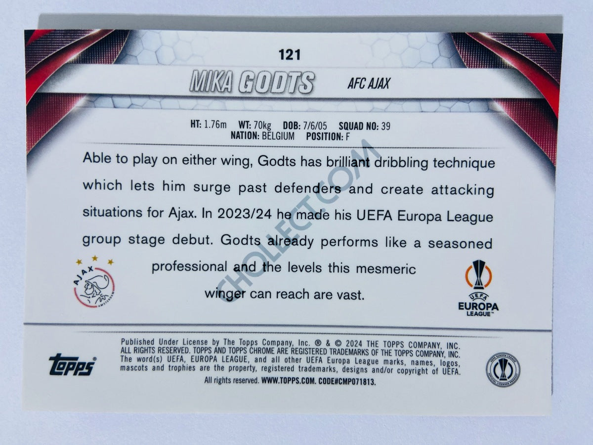 Mika Godts - AFC Ajax 2023-24 Topps Chrome UEFA Club Competitions RC Rookie #121