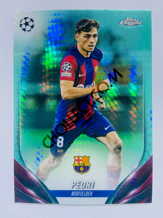 Pedri - FC Barcelona 2023-24 Topps Chrome UEFA Club Competitions Aqua Prism Parallel #15